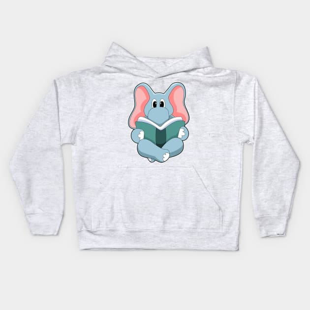 Elephant at Reading with Book Kids Hoodie by Markus Schnabel